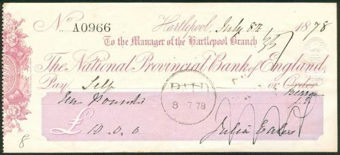 Picture of National Provincial Bank of England, Hartlepool, 18(78), type 8a