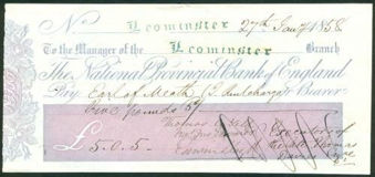 Picture of National Provincial Bank of England, Leominster, 18(57), type 5a