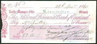 Picture of National Provincial Bank of England, Leominster, 18(60), type 5a