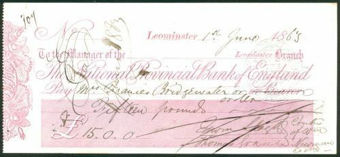 Picture of National Provincial Bank of England, Leominster, 18(63), type 5b