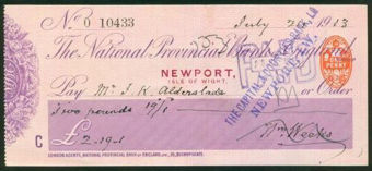 Picture of National Provincial Bank of England, Newport, Isle of Wight, 19(15), type 11d