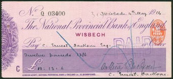 Picture of National Provincial Bank of England, Wisbech, 19(14), type 11d