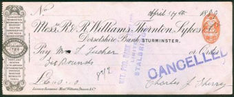 Picture of R & R Williams, Thornton, Sykes & Co., Dorsetshire Bank, Sturminster, 18(88)