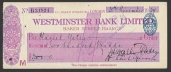Picture of Westminster Bank Ltd., Baker Street, London, 19(30), type 2a