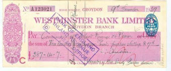 Picture of Westminster Bank Ltd., Croydon, 19(27), type 2a