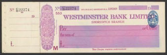 Picture of Westminster Bank Ltd., Shoreditch, 19(28), type 2a