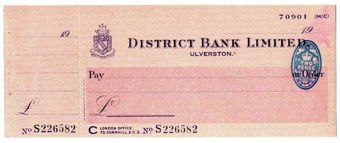 Picture of District Bank Ltd., Ulverston, 19(43). Unissued