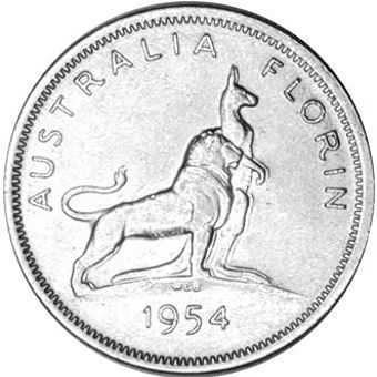 Australia, 1954 Florin Extremely Fine_rev