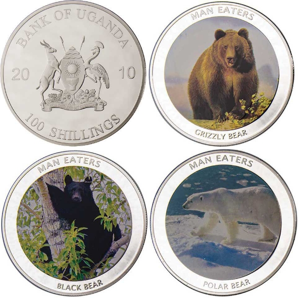 Set of 3 Uganda Crowns with Bears_obv