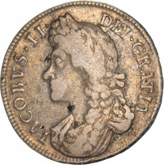 James II, Crown 1688/7 AVF/VF_obv