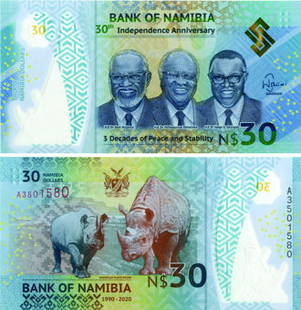 Namibia 30 Dollars 2020 30th Ann Polymer Unc