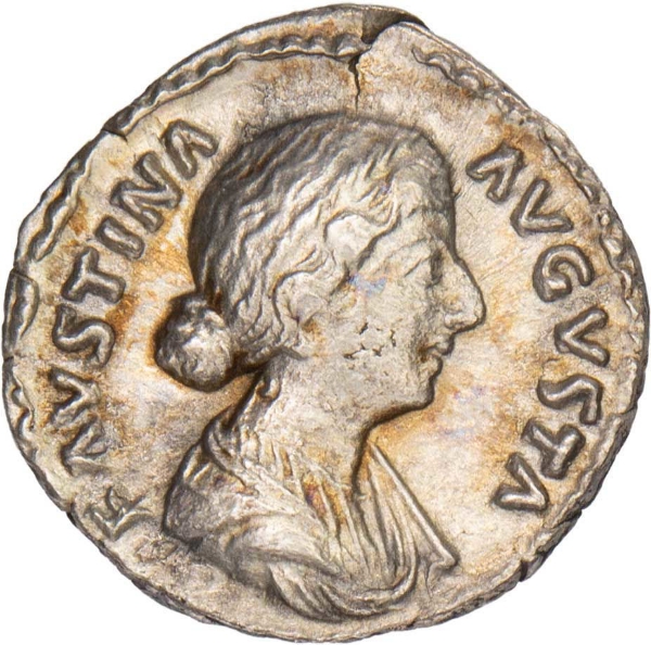Faustina the Younger, Wife  of Marcus Aurelius. AR Denarius. IVNONI REGINAE_obv