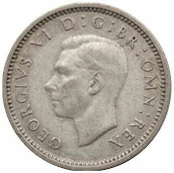 Picture of George VI,  Threepence (Silver) 1938 Fine