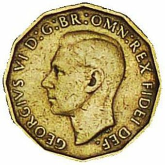 Picture of George VI, Threepence (Brass) 1950 Fine