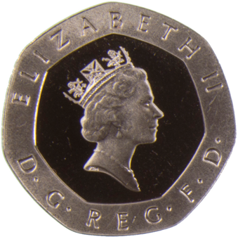 Picture of Elizabeth II, 20 Pence 1990 Proof