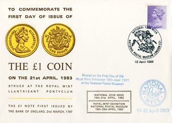Picture of New 1983 One Pound Coin FDC