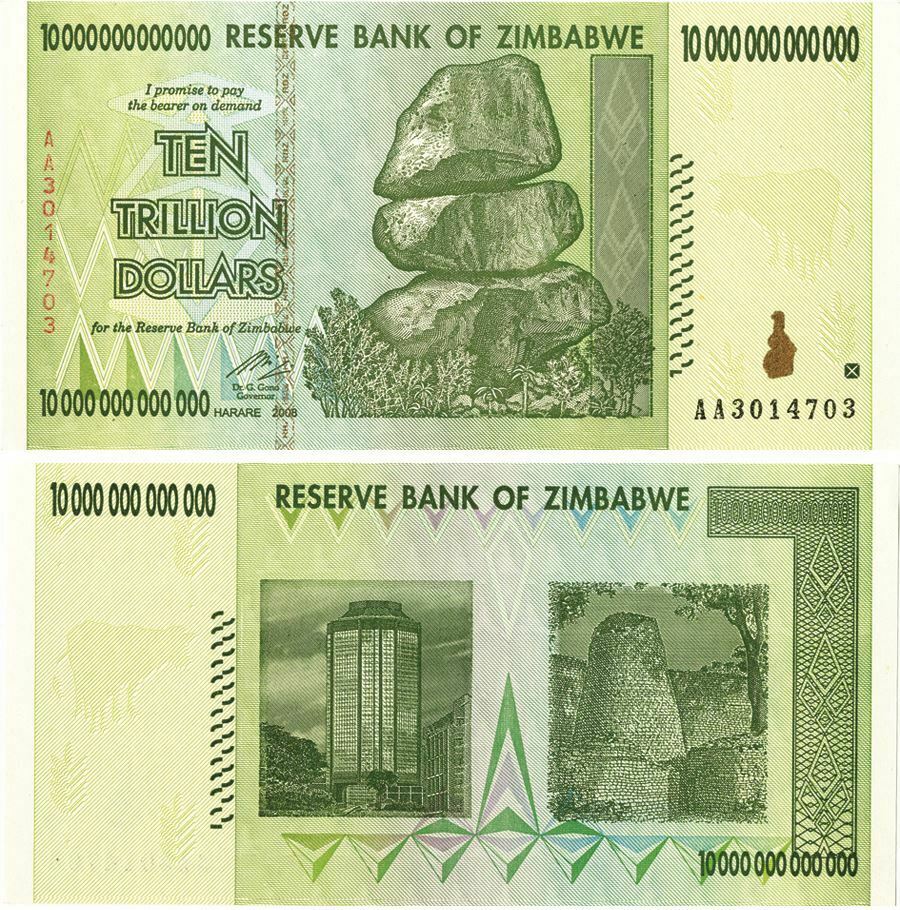 ZIMBABWE GENUINE AUTHENTIC $100 TRILLION DOLLARS UNC
