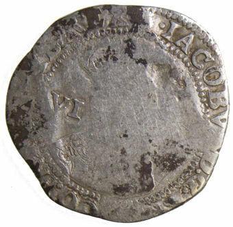 James I_Sixpence_(Ewerby Hoard)_in Fair_Obv