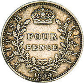 1944 British Guiana WW2 Silver Groat_rev