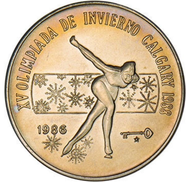 Cuba 1, Peso 1986 (Calgary Speed Skater) CN Unc_rev