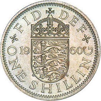 1960 English Shilling Brilliant Unc_rev