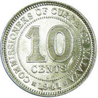 Malaya 10c 1941 Good Ext Fine - Unc_rev