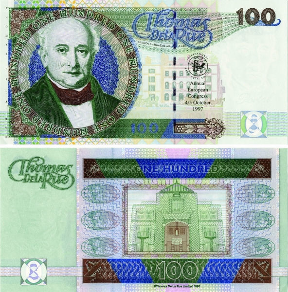 De La Rue Promotional Note 100 IBNS London Congress 1997