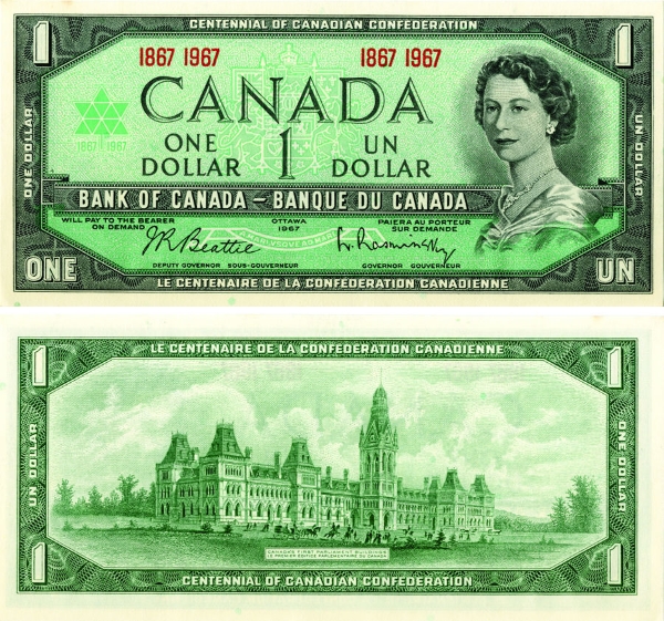 Canada 1 dollar 1967 Centennial  P84a Unc