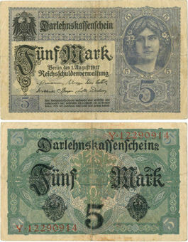 Germany 5 marks 1917 P56b