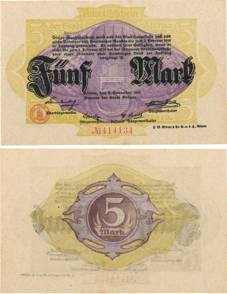 Germany Altona 5 marks 1918