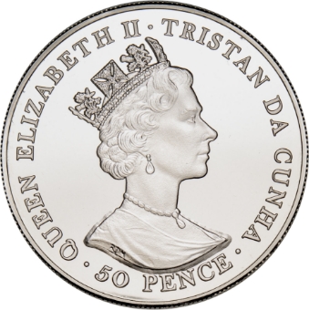 Tristan da Cunha, Queen Victoria 100th Anniv. Silver Piedfort Proof 50 pence_obv