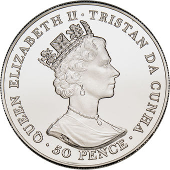 Tristan da Cunha, 50 Pence (100th Anniversary of the end Queen Victoria's Reign) 2001 Silver Proof_rev