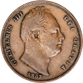 William IV, Farthing (Copper) Very Fine_obv