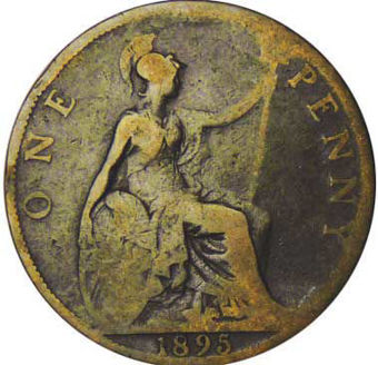 Victoria, Penny Set (Old Head) 1895-1901_1895Penny_rev