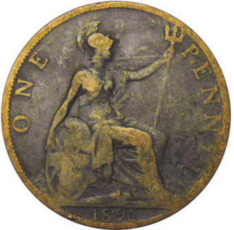 Victoria, Penny Set (Old Head) 1895-1901_1896Penny_rev
