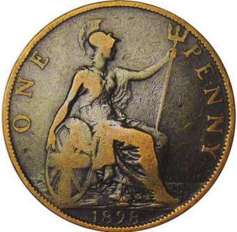 Victoria, Penny Set (Old Head) 1895-1901_1898Penny_rev