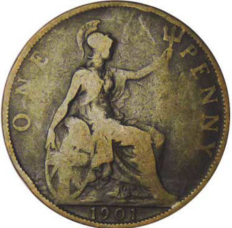 Victoria, Penny Set (Old Head) 1895-1901_1901Penny_rev