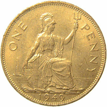 1949 Coronation Penny Unc/Brilliant Unc_rev