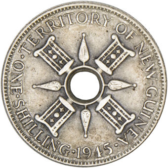 New Guinea, George VI, Sterling Silver Shilling EF_rev