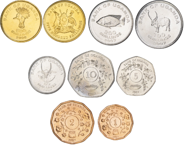 Uganda Mint Set 1987-2009 8 Values_obv