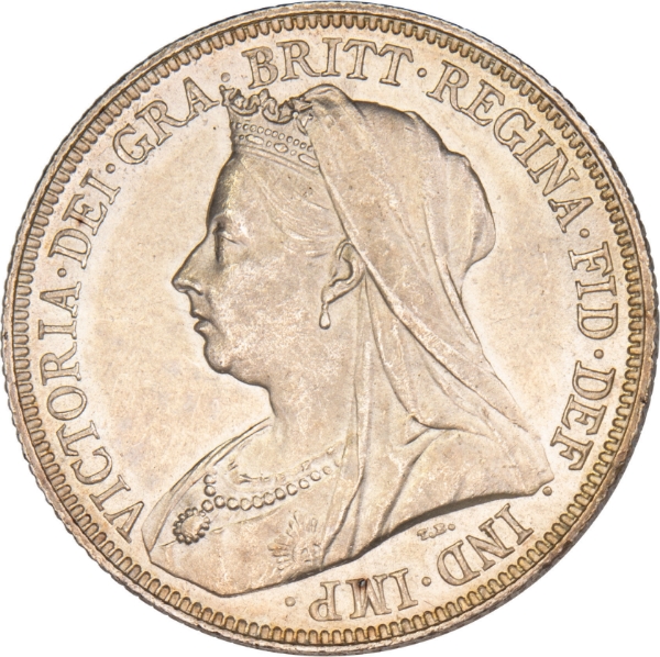 1893 Old Head Shilling Brilliant Unc
