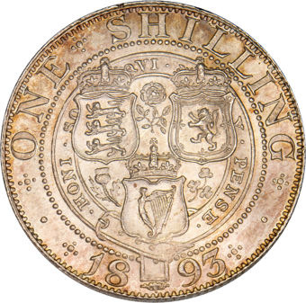 1893 Old Head Shilling Brilliant Unc