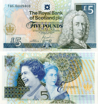 Royal Bank Scotland £5 2002 P362 Queen's Golden Jubilee Unc