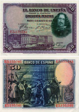 Spain 50 Pesetas 1928 P75 VF-GVF