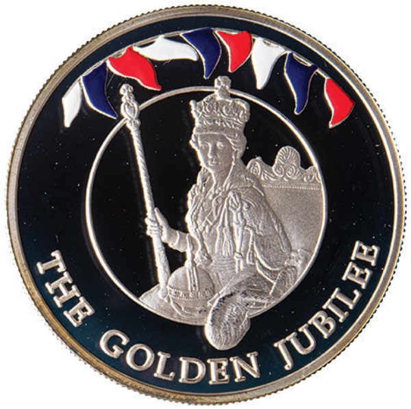 Falkland, 2002 50 Pence Silver Proof, Queen Crowned_obv