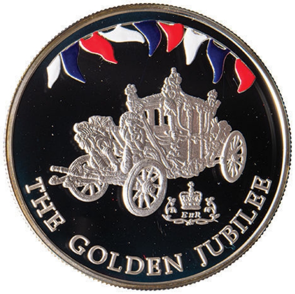 Falkland, 2002 50 Pence Silver Proof, The Royal Coach_rev