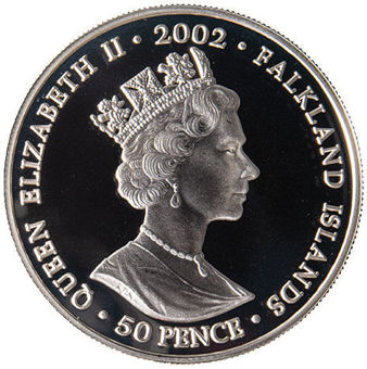 Falkland, 2002 50 Pence Silver Proof, The Royal Coach_obv