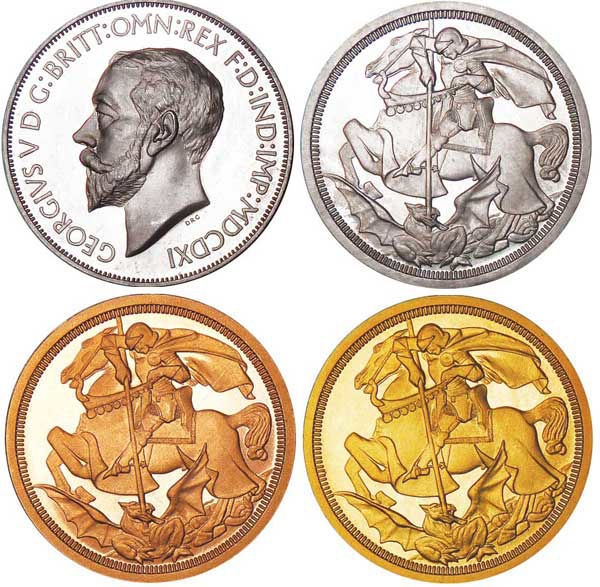 George V, Roman Numeral dated (MDCDXI St. George Patina) Set of 3