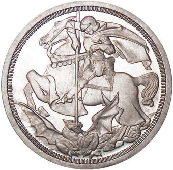 George V, Roman Numeral dated (MDCDXI St. George Patina_Sterling_Silver_rev