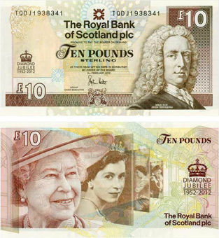 Royal Bank of Scotland, £10  2012 Diamond Jubilee Issue (P368) Unc